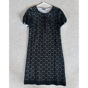Eli Tahari Black Soft Crochet Lace Dress